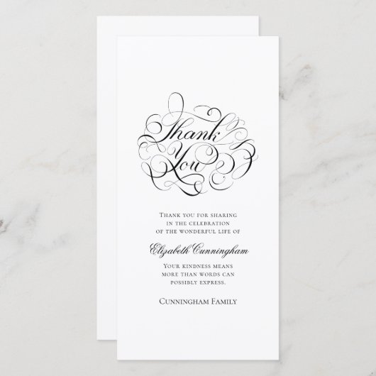 Klassieke en eenvoudige kalligrafie bedankkaart (Voorkant / Achterkant)