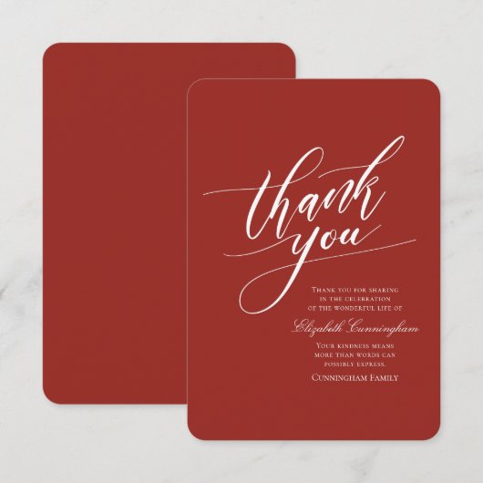 Klassieke en eenvoudige kalligrafie bedankkaart (Voorkant / Achterkant)