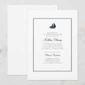 Klassieke en eenvoudige marine doop uitnodiging (Voorkant / Achterkant)