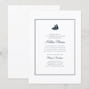 Klassieke en eenvoudige marine doop uitnodiging