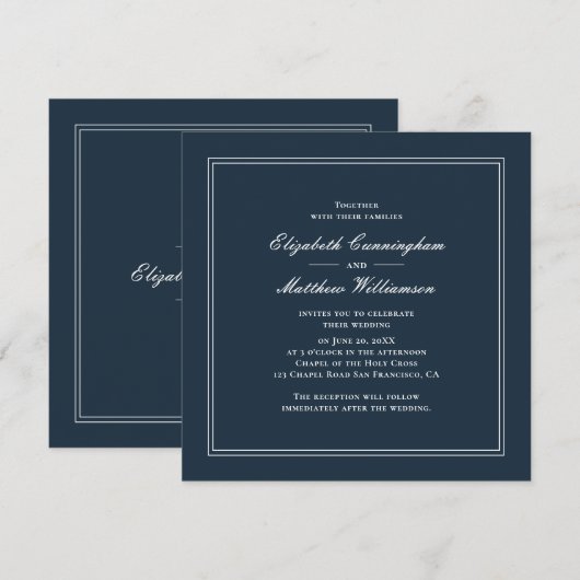 Klassieke en eenvoudige uitnodiging voor weddensch (Voorkant / Achterkant)