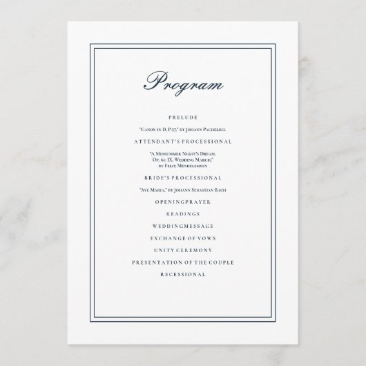 Klassieke en eenvoudige verbondenheid programmakaart (Voorkant)