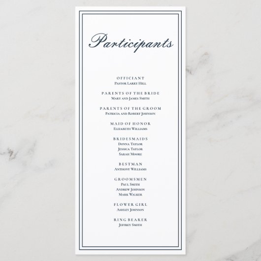 Klassieke en eenvoudige verbondenheid programmakaart (Achterkant)