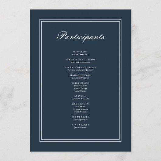 Klassieke en eenvoudige verbondenheid programmakaart (Achterkant)