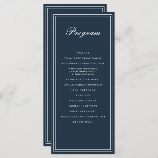 Klassieke en eenvoudige verbondenheid programmakaart (Voorkant / Achterkant)