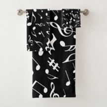 Klassieke en eenvoudige witte Muzieknoten op zwart