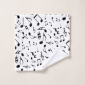 Klassieke en eenvoudige zwarte Muzieknoten op wit Bad Handdoek (Wasdoekje)
