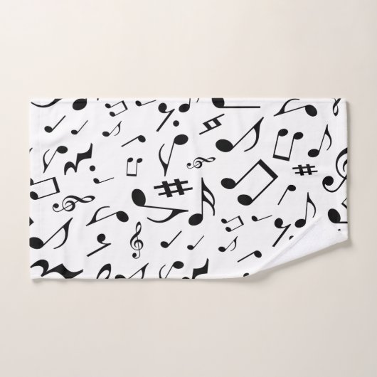 Klassieke en eenvoudige zwarte Muzieknoten op wit Bad Handdoek (Handdoek)