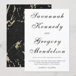 Klassieke en elegante Faux Gold Marble Wedding Kaart