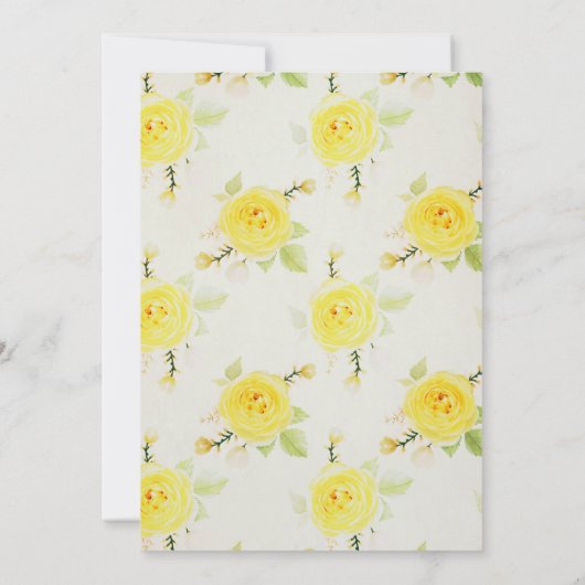 Klassieke en Elegante Gele Bloemige Bruiloft Kaart (Achterkant)