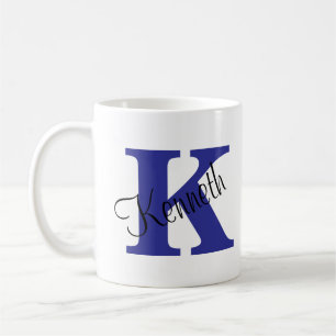 Klassieke en elegante Initialen en naam Navy Blue Koffiemok