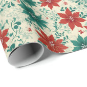 Klassieke en elegante kerstbloem cadeaupapier (Rol Hoek)