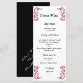 Klassieke en elegante rode zwarte bruiloft diner m menu (Voorkant / Achterkant)