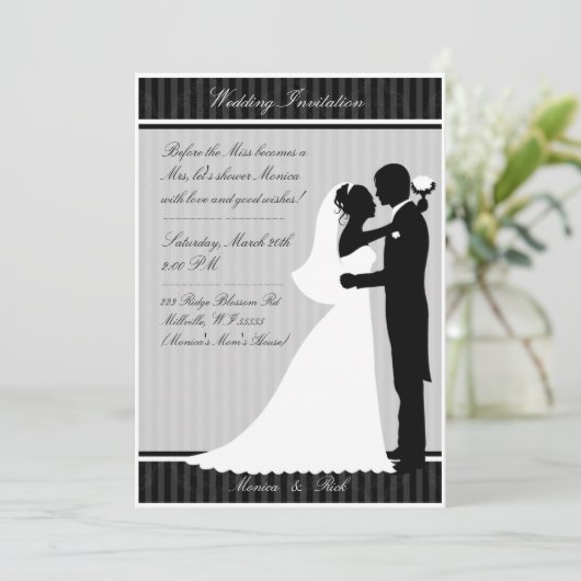 Klassieke en elegante trouwuitnodiging kaart A001 (Staand voorkant)