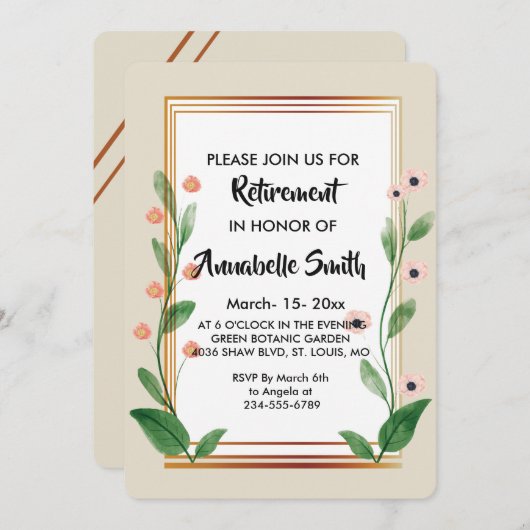 Klassieke en elegante     verfijnde pensionering kaart (Voorkant / Achterkant)