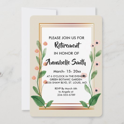 Klassieke en elegante     verfijnde pensionering kaart (Voorkant)