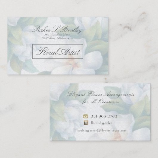 Klassieke en Elegante Zuidelijke Magnolia Visitekaartje (Voorkant / Achterkant)