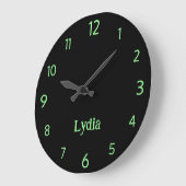 Klassieke en Elegante Zwart en Neon Mint Naam Grote Klok (Hoek)