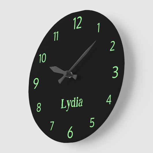Klassieke en Elegante Zwart en Neon Mint Naam Grote Klok (Hoek)