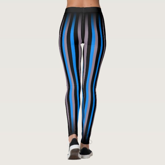Klassieke en Kassieblauwe zwarte streep Leggings (Achterkant)