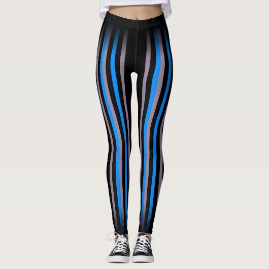 Klassieke en Kassieblauwe zwarte streep Leggings (Voorkant)
