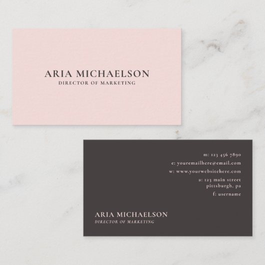 Klassieke en minimale zachte blush visitekaartje (Voorkant / Achterkant)