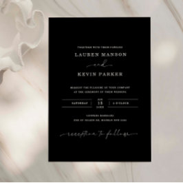 Klassieke en minimalistische zwarte en witte bruil kaart