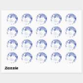Klassieke en moderne blauwe bruiloft ronde sticker (Vel)