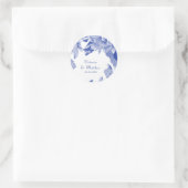 Klassieke en moderne blauwe bruiloft ronde sticker (Tas)