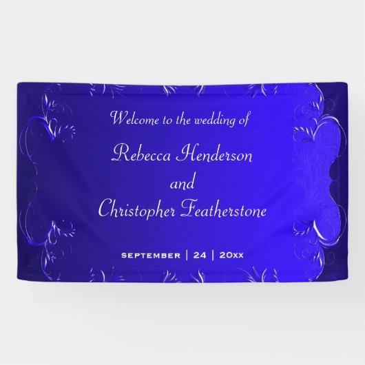 Klassieke en romantische Royal Blue bruiloft Welko Spandoek (Horizontaal)