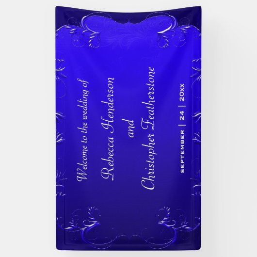 Klassieke en romantische Royal Blue bruiloft Welko Spandoek (Verticaal)