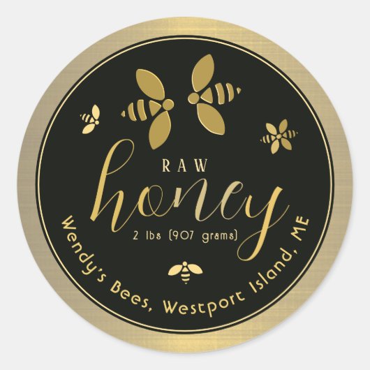 Klassieke en Traditionele Queenline Honing 2 lb Ja Ronde Sticker (Voorkant)