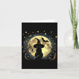 Klassieke enge Halloween Zwarte Kat Van Gogh Sterr Kaart