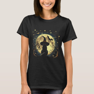 Klassieke enge Halloween zwarte kat Van Gogh sterr T-shirt