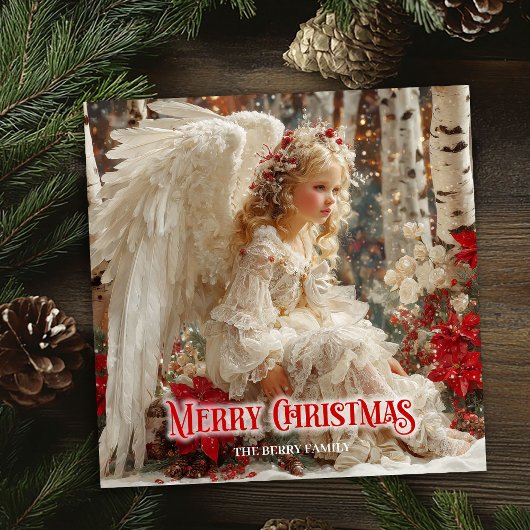 Klassieke engel digitale kerstgroet feestdagenkaart