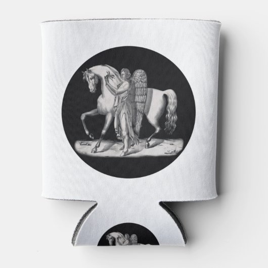 Klassieke engel naast het majestueuze paard blikjeskoeler (Voorkant)