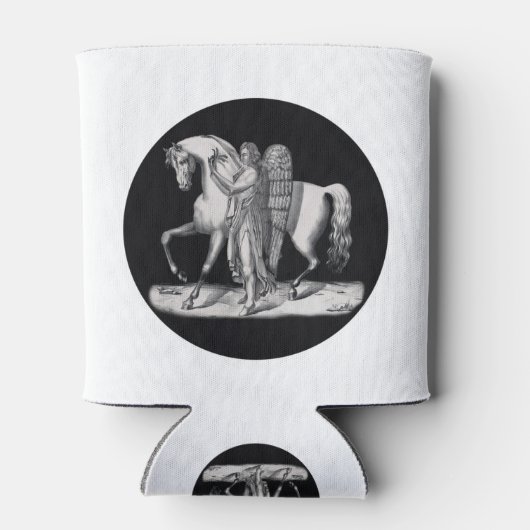 Klassieke engel naast het majestueuze paard blikjeskoeler (Achterkant)