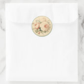 Klassieke Ephemera, Roze & Groen Shabby Chic Ronde Sticker (Tas)
