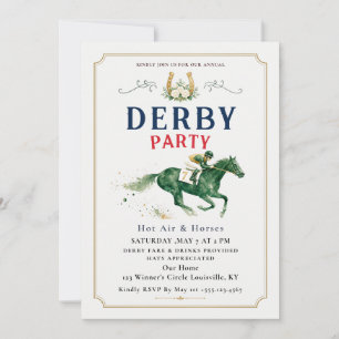 Klassieke Equestrian Kentucky Derby-feestuitnodigi Kaart