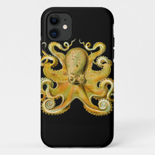 Klassieke Ernst Haeckel Octopus in Geel iPhone 11 Hoesje