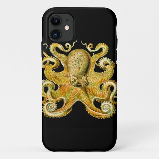 Klassieke Ernst Haeckel Octopus in Geel Case-Mate iPhone Case (Achterkant)