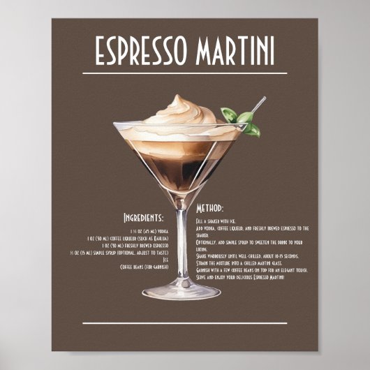 Klassieke Espresso Martini Recept Poster (Voorkant)