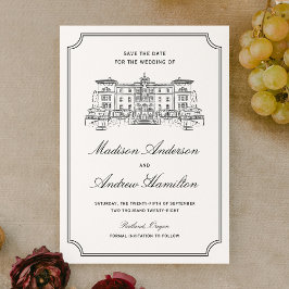 Klassieke Estate Illustratie Bruiloft Save The Date