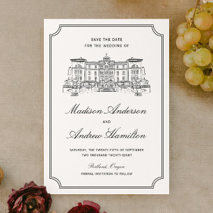 Klassieke Estate Illustratie Bruiloft Save The Date