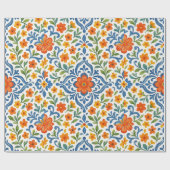 Klassieke Etnische Mediterrane Bloemenkunst Patroo Cadeaupapier (Vlak)