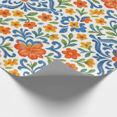 Klassieke Etnische Mediterrane Bloemenkunst Patroo Cadeaupapier (Hoek)