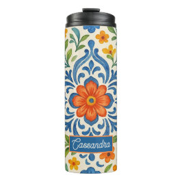 Klassieke Etnische Mediterrane Bloemenkunst Patroo Thermosbeker