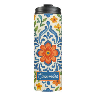 Klassieke Etnische Mediterrane Bloemenkunst Patroo Thermosbeker