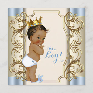 Klassieke Etnische Prins Blauwe en Gouden Babyborr Kaart