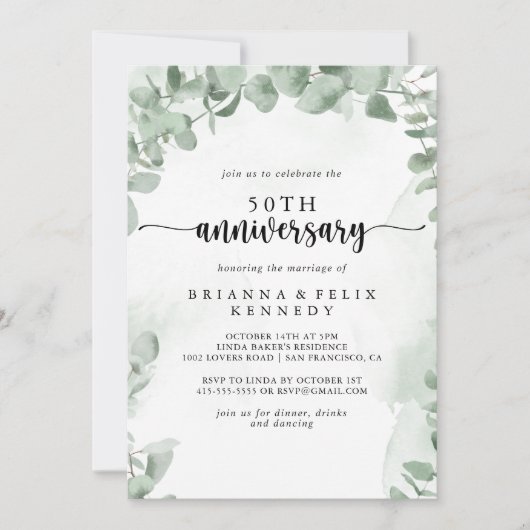 Klassieke Eucalyptus 50ste huwelijksverjaardag   Kaart (Voorkant)